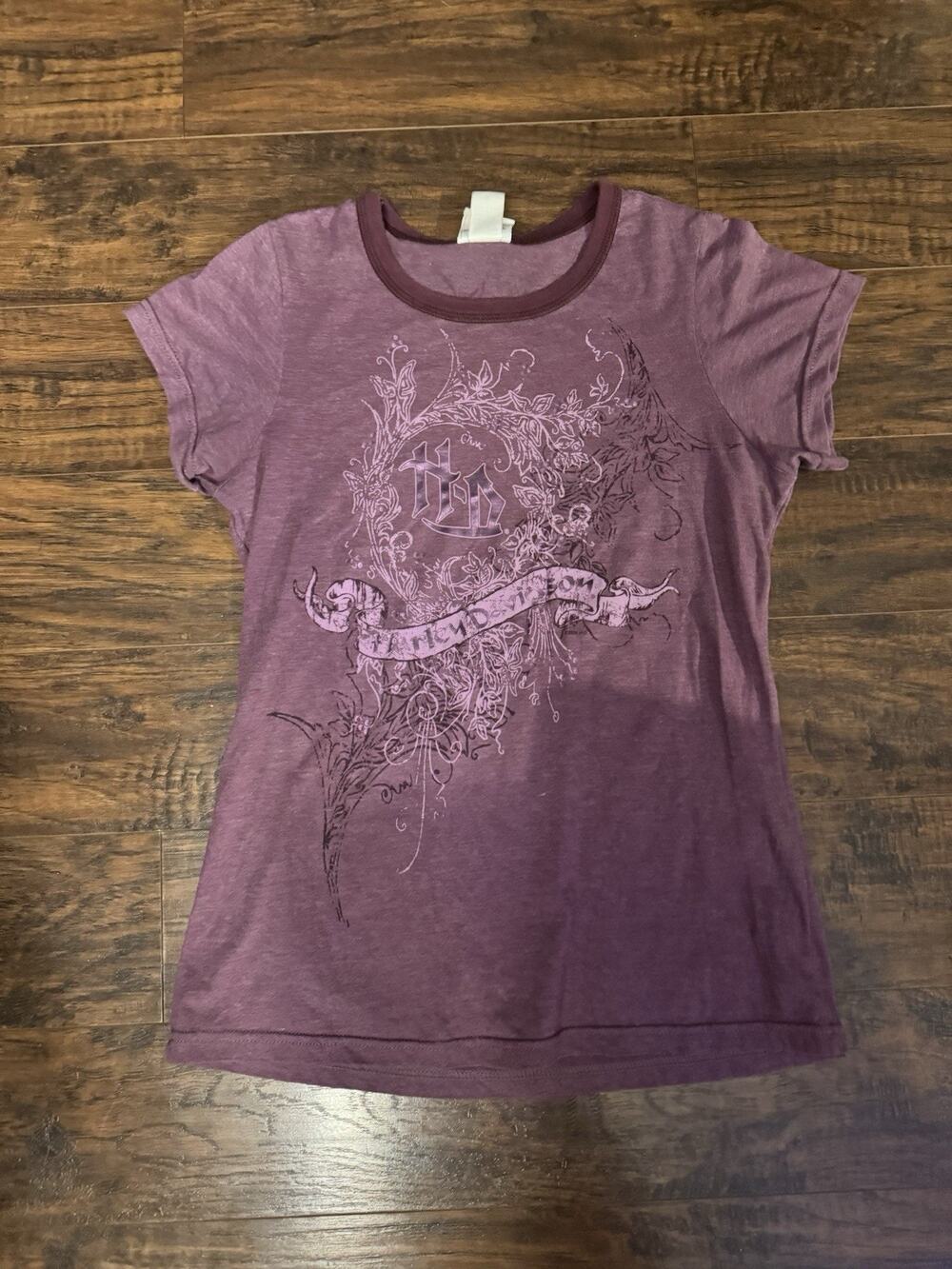 Harley Davidson Womenโs Sz L T-Shirt Purple Graphic Top